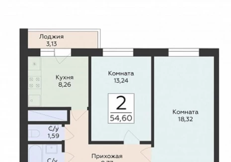 2-комнатная квартира - Советской Армии ул, 242 / ЖК Юность - фото 1