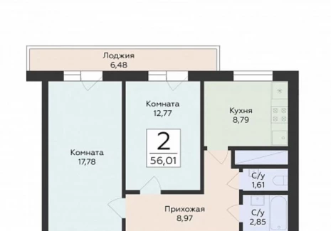 2-комнатная квартира - Советской Армии ул, 242 / ЖК Юность - фото 1