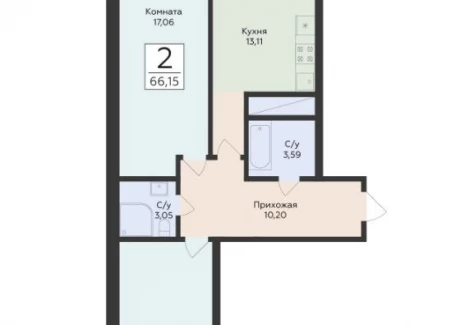 2-комнатная квартира - Советской Армии ул, 242 / ЖК Юность - фото 1