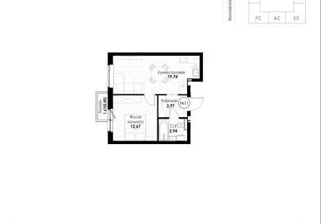 1-комнатная квартира - 11 квартал / ЖК Новатор - фото 1