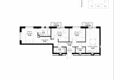 3-комнатная квартира - 11 квартал / ЖК Новатор - фото 1