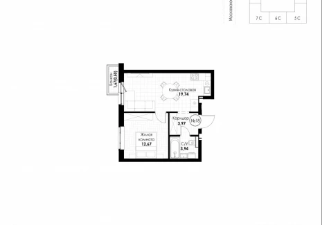 1-комнатная квартира - 11 квартал / ЖК Новатор - фото 1
