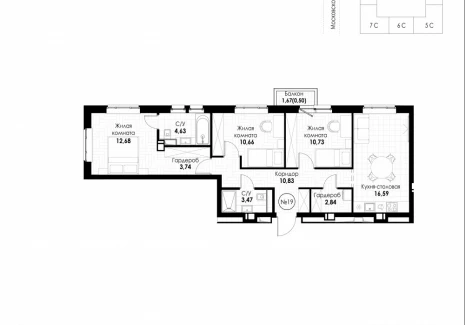 3-комнатная квартира - 11 квартал / ЖК Новатор - фото 1
