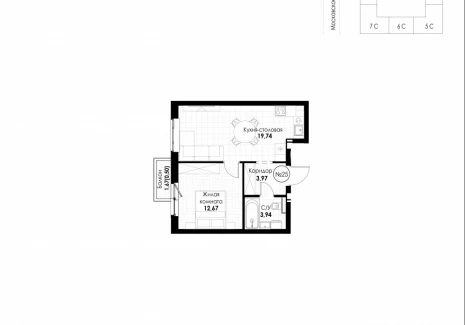 1-комнатная квартира - 11 квартал / ЖК Новатор - фото 1