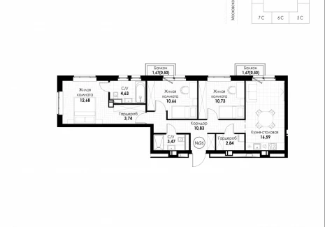 3-комнатная квартира - 11 квартал / ЖК Новатор - фото 1