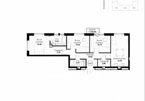 3-комнатная квартира - 11 квартал / ЖК Новатор - фото 1
