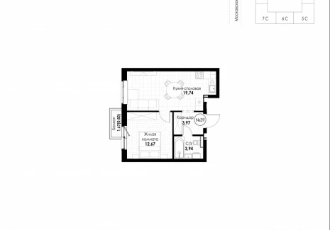 1-комнатная квартира - 11 квартал / ЖК Новатор - фото 1