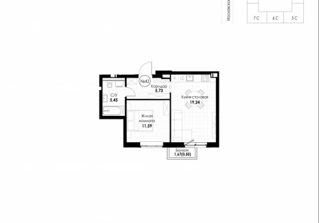 1-комнатная квартира - 11 квартал / ЖК Новатор - фото 1