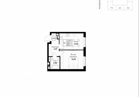 1-комнатная квартира - 11 квартал / ЖК Новатор - фото 1