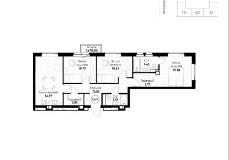 3-комнатная квартира - 11 квартал / ЖК Новатор - фото 1