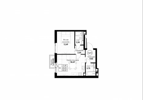 1-комнатная квартира - 11 квартал / ЖК Новатор - фото 1