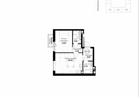1-комнатная квартира - 11 квартал / ЖК Новатор - фото 1