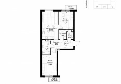 2-комнатная квартира - 11 квартал / ЖК Новатор - фото 1