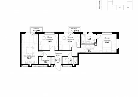 3-комнатная квартира - 11 квартал / ЖК Новатор - фото 1