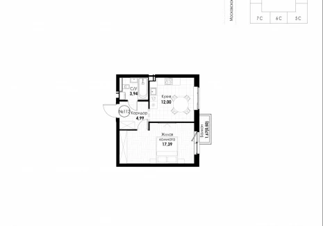 1-комнатная квартира - 11 квартал / ЖК Новатор - фото 1