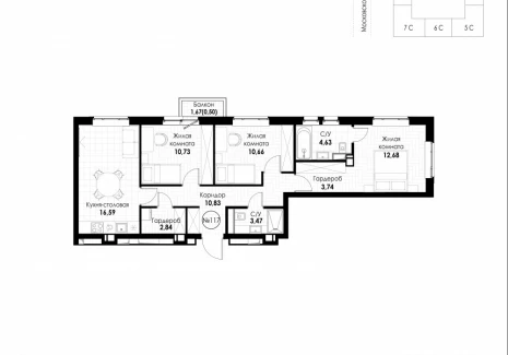 3-комнатная квартира - 11 квартал / ЖК Новатор - фото 1