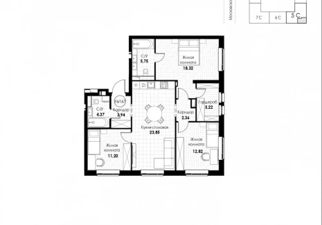 3-комнатная квартира - 11 квартал / ЖК Новатор - фото 1