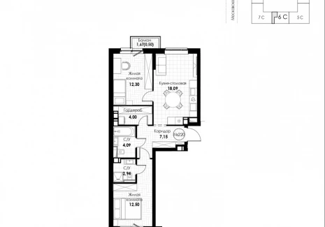 2-комнатная квартира - 11 квартал / ЖК Новатор - фото 1