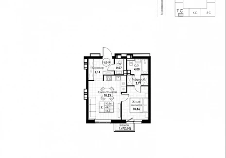 1-комнатная квартира - 11 квартал / ЖК Новатор - фото 1