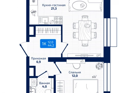 1-комнатная квартира - 8я Радиальная, / ЖК Матрица - фото 1