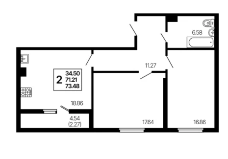 2-комнатная квартира - 3-й проезд, 44 / ЖК Развитие - фото 1