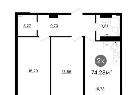 2-комнатная квартира -  проспект Кирова, 71 / ЖК Старт - 2 - фото 1