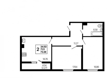 2-комнатная квартира - 3-й проезд, 44 / ЖК Развитие - фото 1