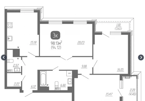 3-комнатная квартира - Советской Армии ул, 47 / ЖК СОВА - фото 1