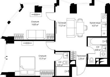 2-комнатная квартира - Багратионовский проезд, 5а к2 / ЖК ФЕЙМОС - фото 1