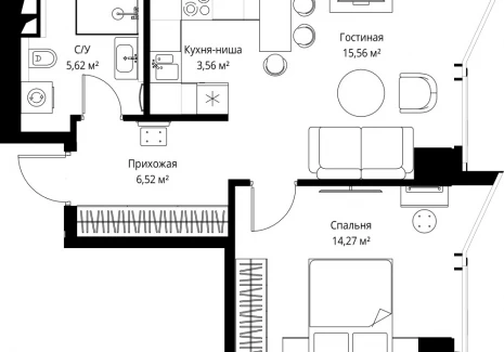 1-комнатная квартира - Багратионовский проезд, 5а к2 / ЖК ФЕЙМОС - фото 1