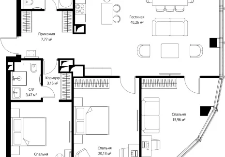 3-комнатная квартира - Багратионовский проезд, 5а к2 / ЖК ФЕЙМОС - фото 1