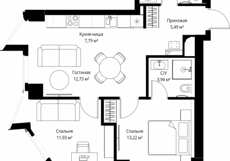 2-комнатная квартира - Багратионовский проезд, 5а к2 / ЖК ФЕЙМОС - фото 1