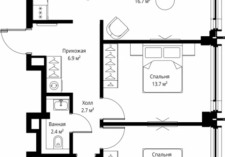2-комнатная квартира - 2-я Хуторская, 34 / ЖК Симфония 34 - фото 1