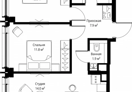 2-комнатная квартира - 2-я Хуторская, 34 / ЖК Симфония 34 - фото 1