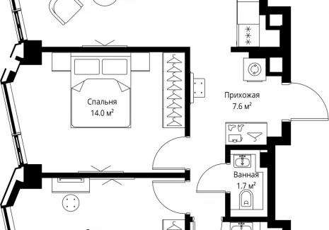 2-комнатная квартира - 2-я Хуторская, 34 / ЖК Симфония 34 - фото 1