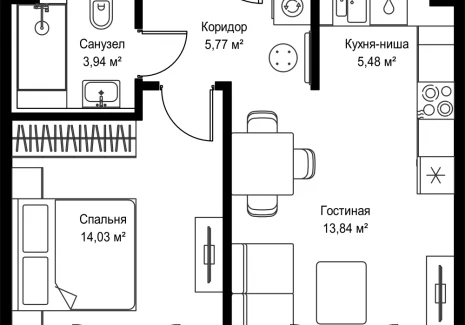 1-комнатная квартира - Дмитровское шоссе, 87 / ЖК Селигер Сити - фото 1