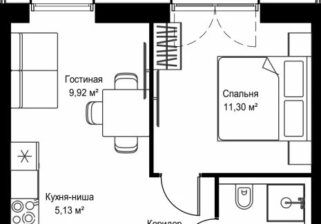 1-комнатная квартира - Дмитровское шоссе, 87 / ЖК Селигер Сити - фото 1