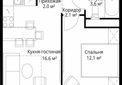 1-комнатная квартира - квартал Центральный, 7 / ЖК У реки. Эко Видное 2.0 - фото 1