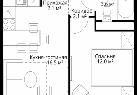 1-комнатная квартира - квартал Центральный, 7 / ЖК У реки. Эко Видное 2.0 - фото 1