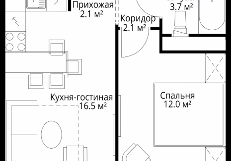1-комнатная квартира - квартал Центральный, 7 / ЖК У реки. Эко Видное 2.0 - фото 1