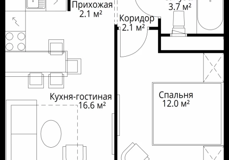 1-комнатная квартира - квартал Центральный, 7 / ЖК У реки. Эко Видное 2.0 - фото 1