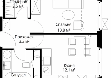 1-комнатная квартира - квартал Центральный, 7 / ЖК У реки. Эко Видное 2.0 - фото 1