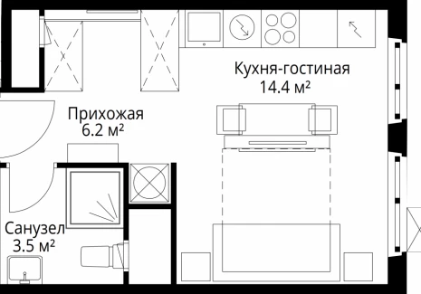 Квартира студия - квартал Центральный, 7 / ЖК У реки. Эко Видное 2.0 - фото 1