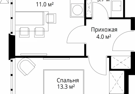 1-комнатная квартира - квартал Центральный, 7 / ЖК У реки. Эко Видное 2.0 - фото 1
