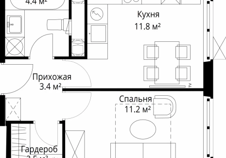 1-комнатная квартира - квартал Центральный, 7 / ЖК У реки. Эко Видное 2.0 - фото 1