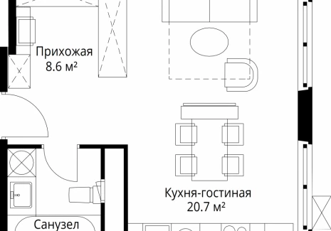 Квартира студия - квартал Центральный, 7 / ЖК У реки. Эко Видное 2.0 - фото 1