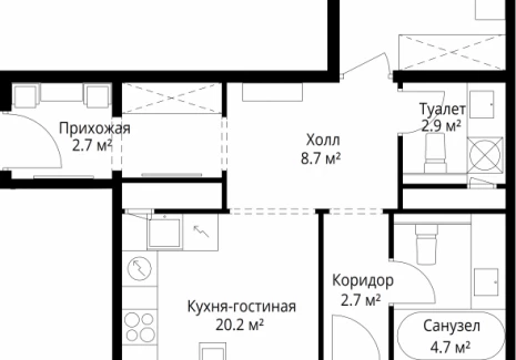 2-комнатная квартира - квартал Центральный, 7 / ЖК У реки. Эко Видное 2.0 - фото 1