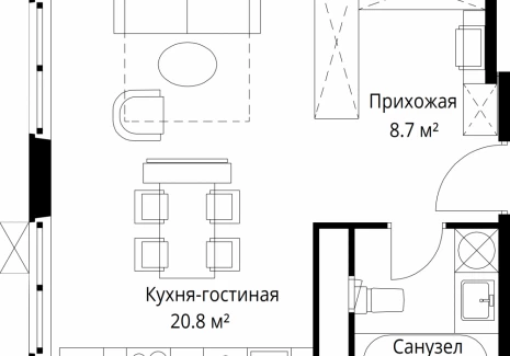Квартира студия - квартал Центральный, 7 / ЖК У реки. Эко Видное 2.0 - фото 1