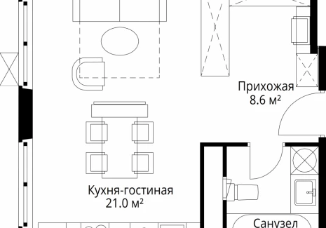Квартира студия - квартал Центральный, 7 / ЖК У реки. Эко Видное 2.0 - фото 1