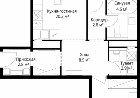 2-комнатная квартира - квартал Центральный, 7 / ЖК У реки. Эко Видное 2.0 - фото 1
